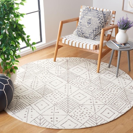 Safavieh 6 x 6 ft. Casablanca Hand Tufted Round Area Rug; Ivory & Brown CSB160T-6R